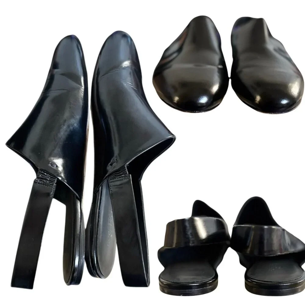 ROSETTA GETTY BLACK LEATHER SLINGBACK FLATS SHOES SIZE 8/38 MADE IN‎ ITALY EUC